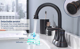 ZUN 2-Handle 4-Inch Oil Rubbed Bronze Bathroom Faucet, Bathroom Vanity Sink Faucets with Pop-up Drain 76322342