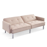 ZUN 84.6” Extra Long Futon Adjustable Sofa Bed, Modern Tufted Fabric Folding Daybed Guest Bed, B082111415