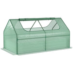 ZUN 6' x 3' Galvanized Raised Garden Bed with Mini PE Greenhouse Cover, Outdoor Metal Planter Box with 2 W2225142609