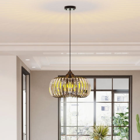 ZUN Modern Oblate Black Crystal Chandelier Fixture, Ceiling Pendant light for Living Room, Bedroom, EL297343AAA
