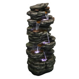 ZUN 40inches High Rocks Outdoor Cascading Waterfall with LED Lights, Soothing Tranquility for Home 92475615