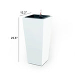 ZUN 13" Composite Self-watering Square Planter Box - High - White B046P144680