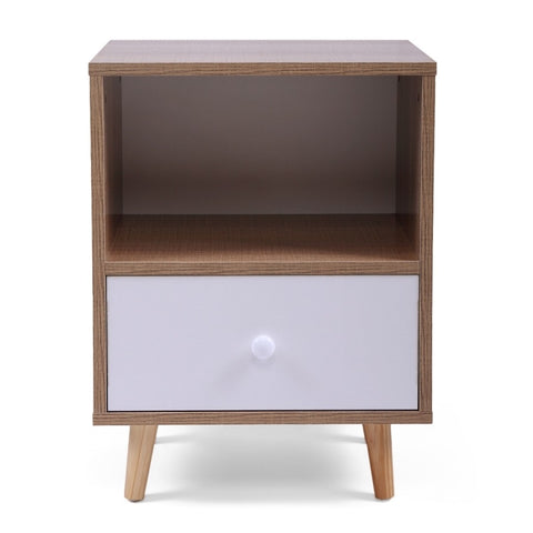 ZUN Set of 2 Mid Century Bedside Table, Nightstand with Drawer and Shelf Storage, Side Accent Table for W2181P143969