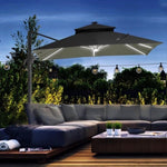 ZUN 10FT Cantilever Patio Umbrella with Solar LED Lights, Double Top Square Outdoor Offset Umbrella with W2225142548