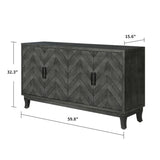 ZUN Stronger Vintage Style Buffet Cabinet, Lacquered Accent Storage 4 Door Wooden Cabinets,Thickened W144583481