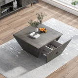 ZUN 33.46" Exquisite Ladder-Shaped Coffee Table for Office, Dining Room and Living Room,Gray W757P145918