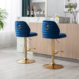 ZUN Swivel Bars Chair Set of 2 Modern Adjustable Counter Height Bars, Velvet Upholstered W72854353