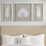 ZUN Framed Rice Paper Palm Leaves 3-piece Shadowbox Wall Decor Set B03598810