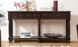 ZUN Retro Console Table Entryway Table 58" Long Sofa Table with 2 Drawers in Same Size and Bottom Shelf W120263229