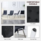 ZUN Grid armless high backrest dining chair, electroplated metal legs, black 4-piece chair set, Office W1151107083