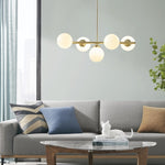 ZUN 5-Light Chandelier with Frosted Glass Globe Bulbs B03596564