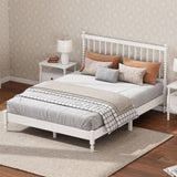 ZUN Queen Size Wood Platform Bed with Gourd Shaped Headboard, Antique White WF315641AAK