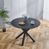 ZUN 42.1"BLACK Table Mid-century Dining Table for 4-6 people With Round Mdf Table Top, Pedestal Dining W234P143405