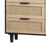 ZUN 43.31"6-Drawers Rattan Storage Cabinet Rattan Drawer,for Bedroom,Living Room,Black W75784348
