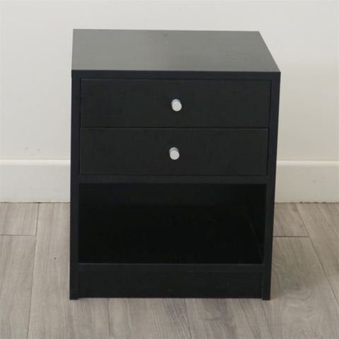 ZUN 40 x 36 x 47cm Round Handle Night Stand with Two Drawer Black 68818484