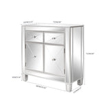 ZUN FCH 28in MDF With Mirror Surface Two Drawers Two Doors Bedside Table Silver 01273709