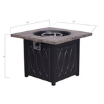 ZUN Faux Woodgrain Table top And Steel Base Propane Outdoor Fire Pit Table With Lid W2029120085