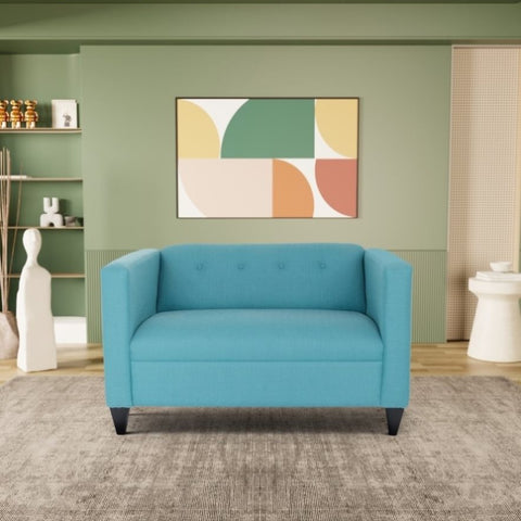 ZUN Teal Loveseat Sofa for Living Room, Modern Décor Love Seat Mini Small Couches for Small Spaces and B124142449