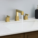 ZUN Brushed Gold 3-Hole Low-Arch 8 Inch Widespread Bathroom Faucet, Vanity Sink Faucet with Metal Pop Up 44100931