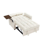 ZUN Cream White Velvet Loveseat Sofa Bed W588132115