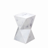 ZUN Geometry End Table, Glass Nightstand, Marble Table, White Table for Bedroom Living Room W104340306