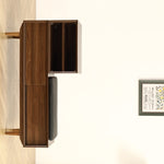 ZUN Modern Shoe Changing Cabinet with Cushion - 47.24 Inch, Black Walnut Finish, Solid Wood Legs W1581115562