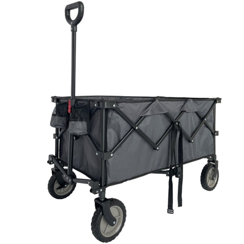 ZUN Collapsible Folding Wagon, Push Pull Foldable Beach Wagon Cart W321115045