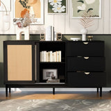 ZUN U_Style Featured Two-door Storage Cabinet with Three Drawers and Metal Handles , Suitable for WF308422AAB