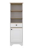 ZUN Andalusia 1-Drawer 3-Shelf Linen Cabinet Light Oak and White B06280551