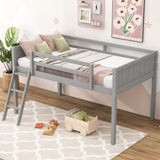 ZUN Twin Size Wood Loft Bed with Ladder, ladder can be placed on the left or right, Gray WF315204AAE