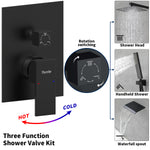 ZUN Male NPT Matte Black Shower System, 12 Inch Shower Fixtures Rain Shower Head with Handheld Shower 23535183