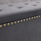 ZUN Large Storage Benches Set, Nailhead Trim 2 in 1 Combination Benches, Tufted Velvet Benches with Gold W1420104348