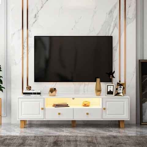 ZUN TV stand,TV Cabinet,entertainment center,TV console,media console,plastic door panel,with LED remote W679126309