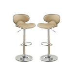 ZUN Adjustable Brown Faux Leather Bar Stools, Set of 2 SR011564