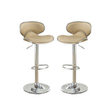 ZUN Adjustable Brown Faux Leather Bar Stools, Set of 2 SR011564