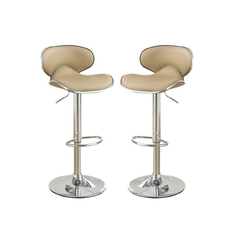 ZUN Adjustable Brown Faux Leather Bar Stools, Set of 2 SR011564