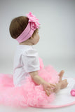 ZUN Pink Princess Skirt Fashionable Play House Toy Lovely Simulation Baby Doll with Clothes Size 22" 75133696