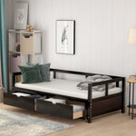 ZUN Wooden Daybed with Trundle Bed and Two Storage Drawers , Extendable Bed Daybed,Sofa Bed for Bedroom WF194973AAP