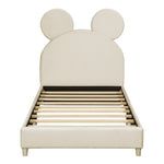 ZUN Twin Size Upholstered Platform Bed with Bear Ear Shaped Headboard, Beige WF311269AAA