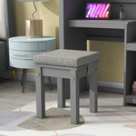 ZUN House-Shaped Kids Desk with a cushion stool,House-Style Desk and Stool Set,Grey W50489969