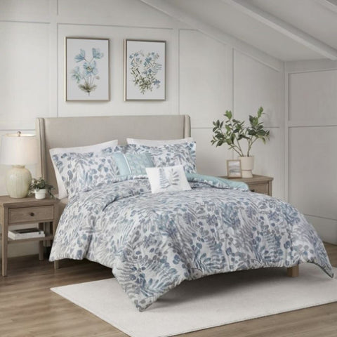 ZUN 5 Piece Seersucker Comforter Set with Throw Pillows B035128838