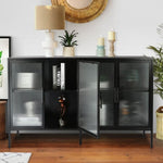 ZUN Stylish 4-Door Tempered Glass Cabinet with 4 Glass Doors Adjustable Shelf and Feet Anti-Tip W1673127684