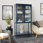 ZUN Elegant Floor Cabinet with 2 Glass Arched Doors Living Room Display Cabinet with Adjustable Shelves W1673127682