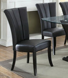 ZUN Black Faux Leather Upholstered Lines back Set of 2pc Chairs Dining Room Wide Flair back Chair HSESF00F1591