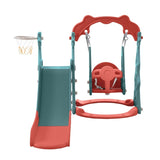 ZUN Toddler Slide and Swing Set 3 in 1, Kids Playground Climber Swing Playset with Basketball Hoops PP322877AAJ