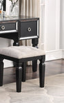 ZUN Luxurious Majestic Classic Black Color Vanity w Stool 3- Storage Drawers 1pc Bedroom Furniture B011111849