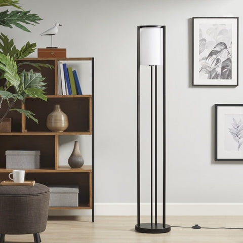 ZUN Metal Floor Lamp with Glass Cylinder Shade B03599405