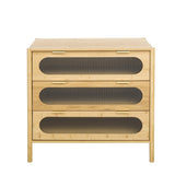 ZUN Bamboo 3 Drawer Cabinet, Buffet Sideboard Storage Cabinet, Buffet Server Console Table, for Dining W68870277