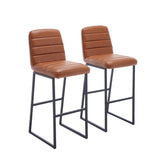 ZUN Bar Stools Set of 2 With Back,Upholstered PU Leather Kitchen Breakfast Bar Stools with W1439125960