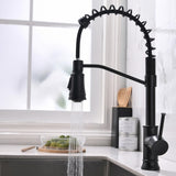 ZUN Kitchen Faucet with Pull Out Sprayer Black Stainless Steel Single Handle Kitchen Sink Faucets W1932130232